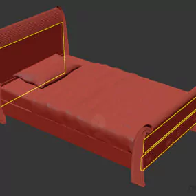 Home Single Bed With Mattress And Pillow 3d model