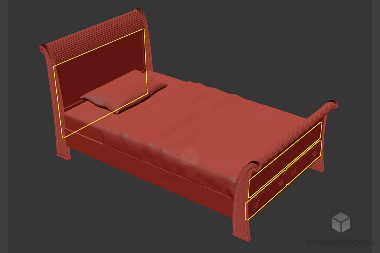 Home Single Bed With Mattress And Pillow 3d model Home Single Bed With Mattress And Pillow 3d model