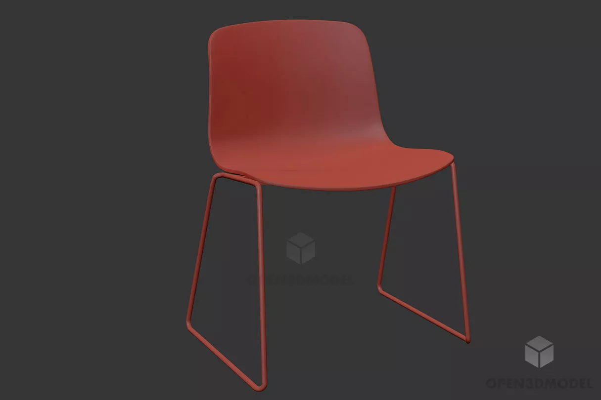 Grey Wooden Chair Carved Style 3d model
