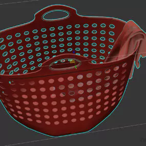 Plastic Laundry Basket With Clothes 3d model