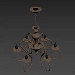 Antique Black Steel Ceiling Chandelier Lamp 3d model
