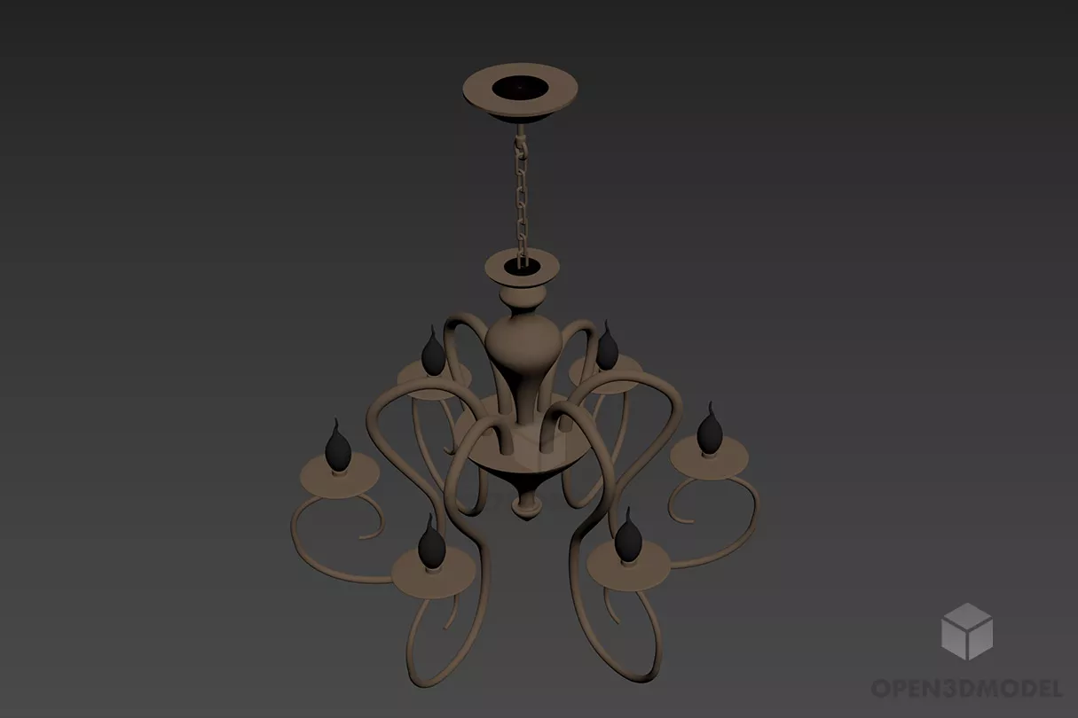 Floor Lamp With Crescent Shape 3d model