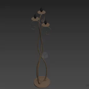 Antique Floor Lamp, Black Steel Torchere 3d model