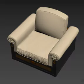 Armchair Upholstered With Wooden Frame Base 3d model