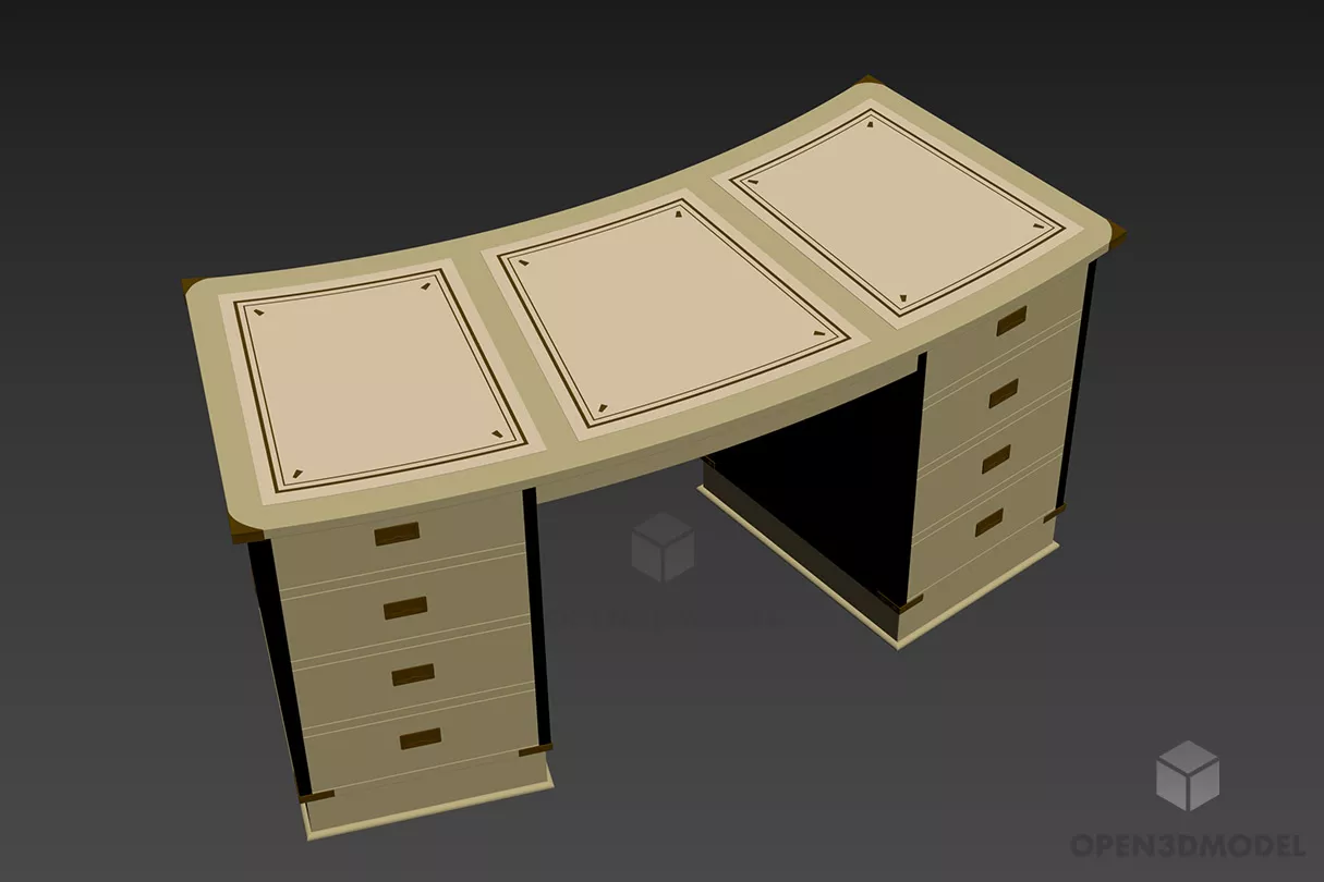 Curved Table With Drawers Free 3d Model - .3ds, .Gsm - Open3dModel