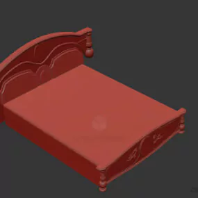 Double Bed With Decorative Carved Frame 3d model