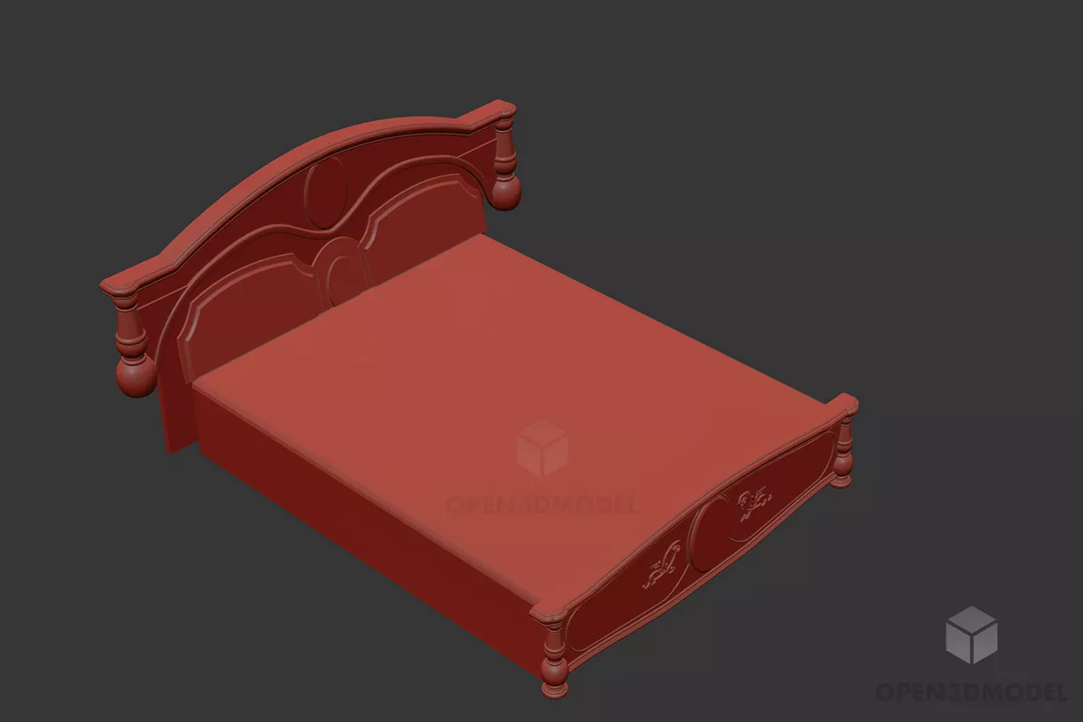 Double Bed With Decorative Carved Frame 3d model Double Bed With Decorative Carved Frame 3d model