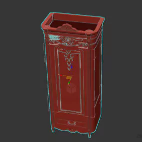 Antique Showcase With Golden Decorative 3d model
