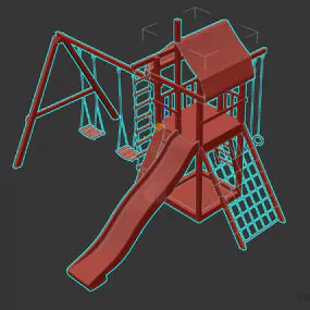 Wooden Slide Playground Equipment 3d model