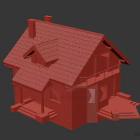 Country Roof House Two Storey Building 3d model