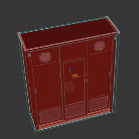 Black Wood Wardrobe, Carved Frame 3d model