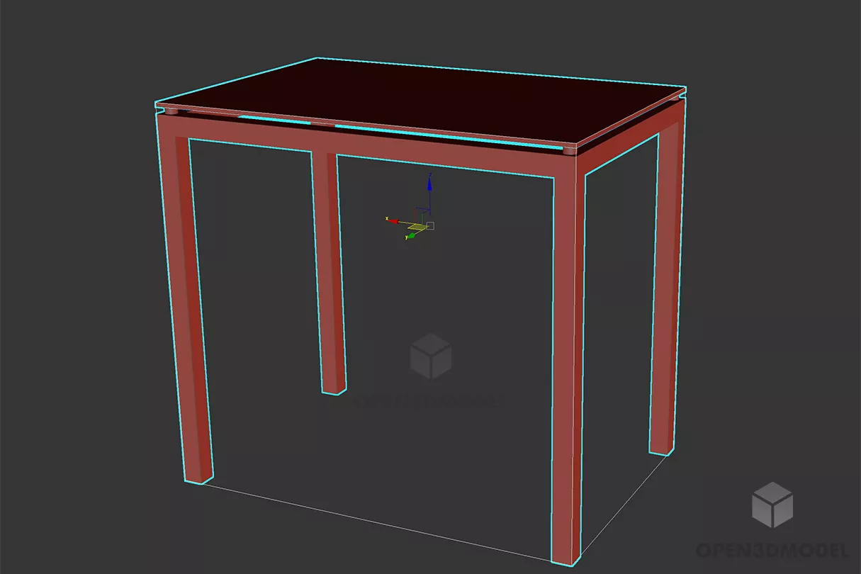 Bedside Table With Curved Side Panel 3d model