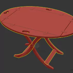 Oval Table, Wooden Legs 3d model