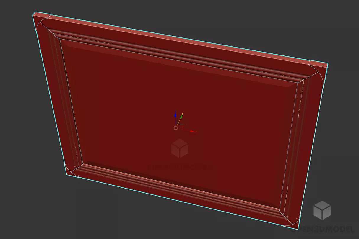 Square Mirror Red Wood Frame Free 3d Model - .3ds, .Gsm - Open3dModel