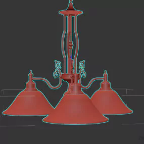 Antique Ceiling Lamp Red Shade 3d model
