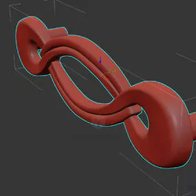 Brass Door Handle, Twist Shape 3d model