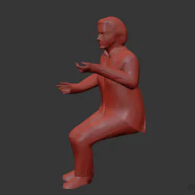 Lowpoly Character Woman Sitting 3d model