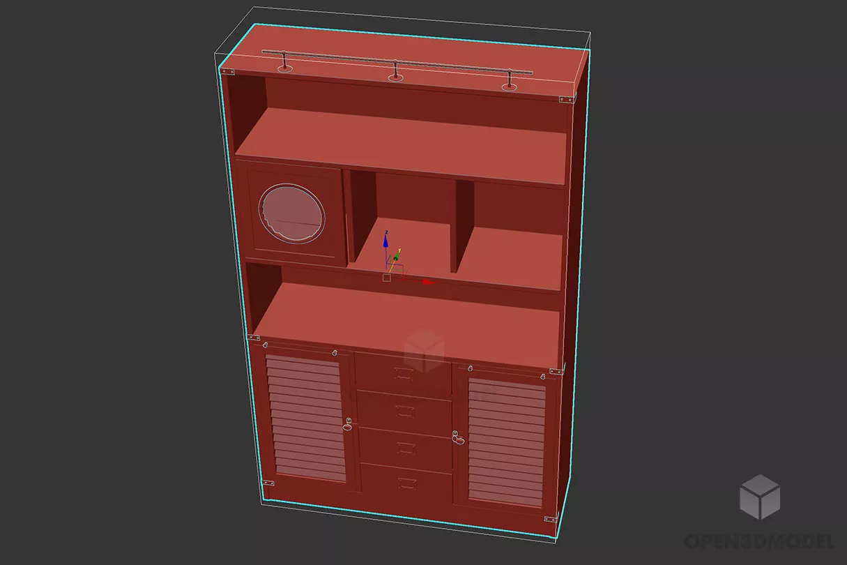 Office Glasscase Wooden Frame 3d model