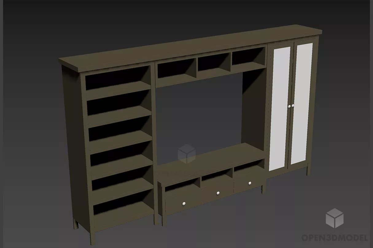 Office Glasscase Wooden Frame 3d model