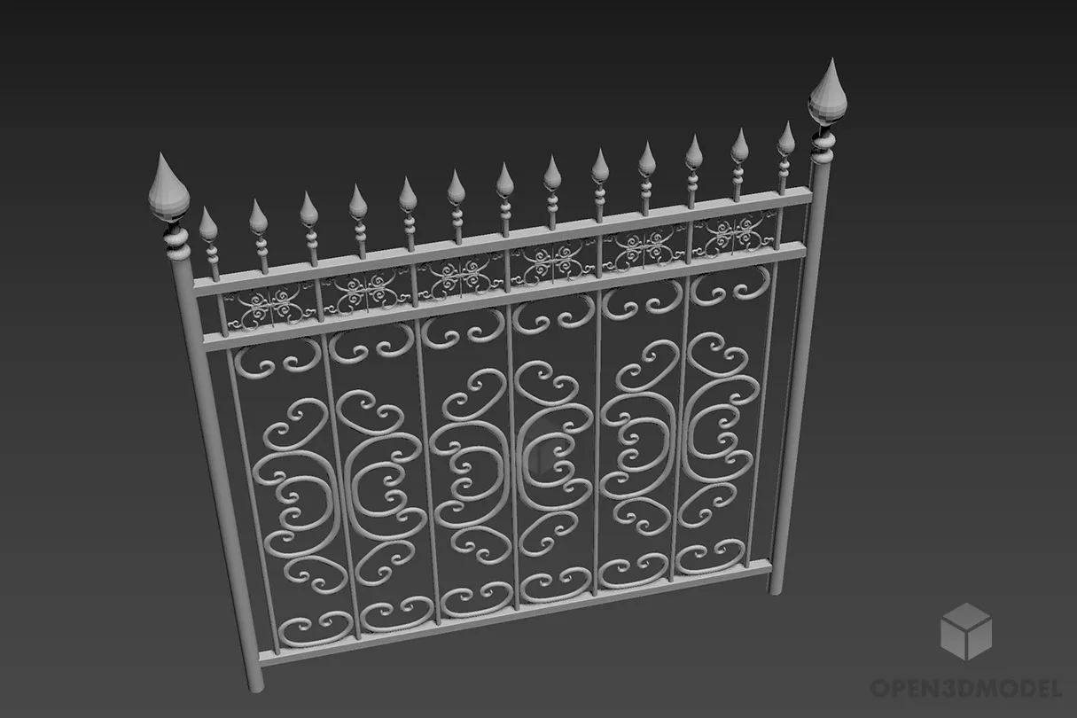 Brass Fence With Floral Texture Free 3d Model - .3ds, .Gsm - Open3dModel