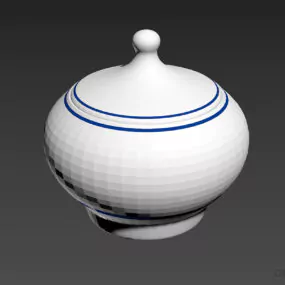 Porcelain White Vase With Blue Textures 3d model