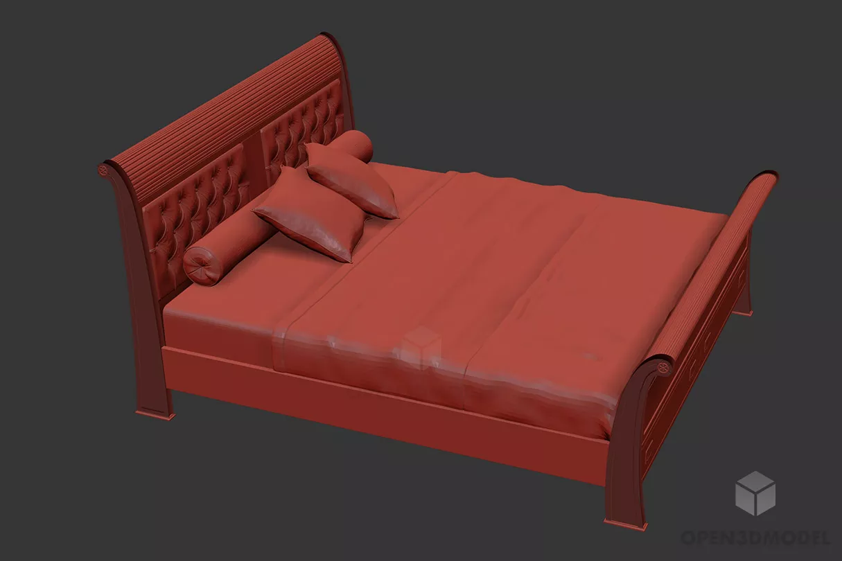 Simple Double Bed With Reading Lamps 3d model