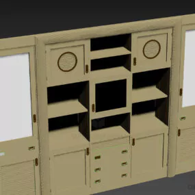 Ash Wooden Cabinet 3d model