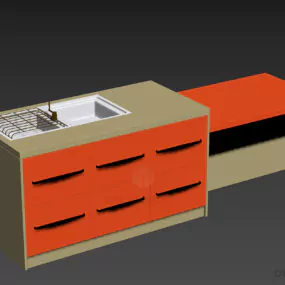 Kitchen Sink With Drawers 3d model