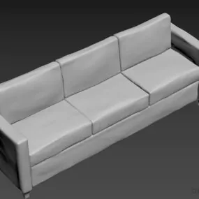 Grey Leather Sofa Three Seats 3d model