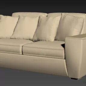Upholstered Sofa With Three Cushions 3d model