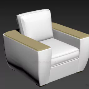 Upholstered Armchair With Wooden Top On Arm 3d model