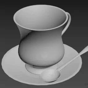 Brass Cup With Spoon 3d model