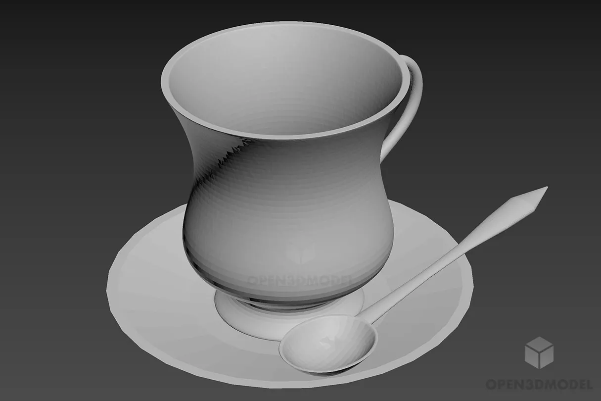 Brass Cup With Spoon 3d model Brass Cup With Spoon 3d model