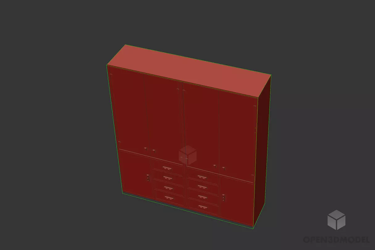 Black Bookcase With Drawers 3d model Black Bookcase With Drawers 3d model