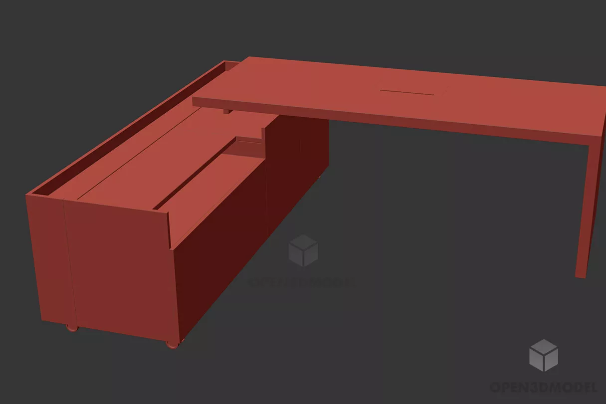 Bedside Table With Curved Side Panel 3d model
