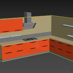 Modern Kitchen Cabinet L Shape 3d model