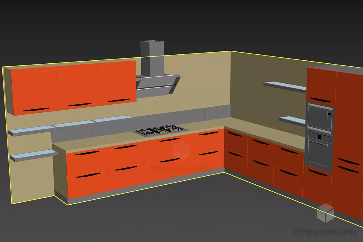 Modern Kitchen Cabinet L Shape 3d model Modern Kitchen Cabinet L Shape 3d model