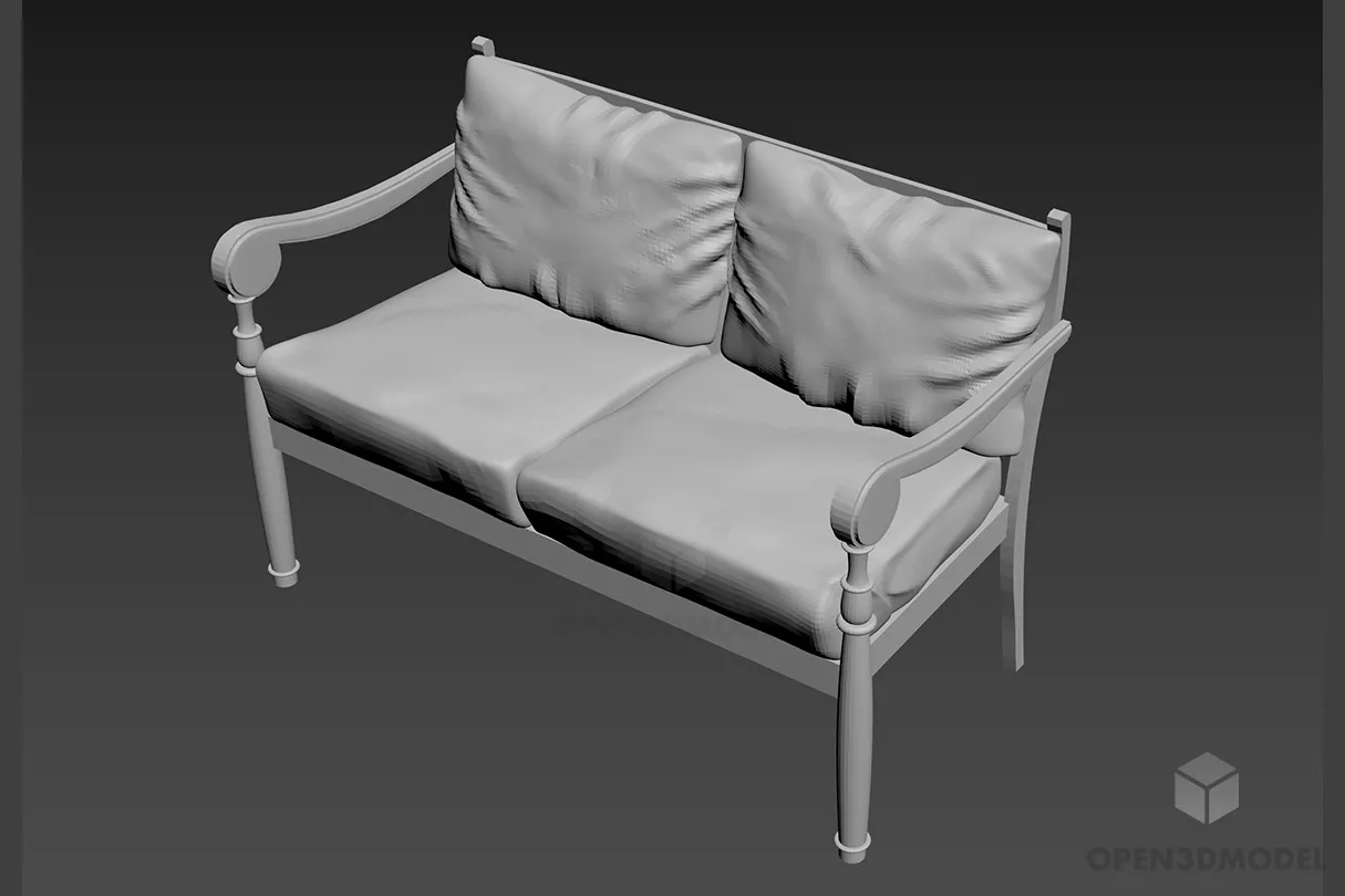 Tufted Sofa Futura With Pillow 3d model