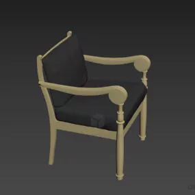 Country Old Armchair With Thin Pad 3d model