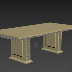 Rectangular Brown Wooden Table 3d model