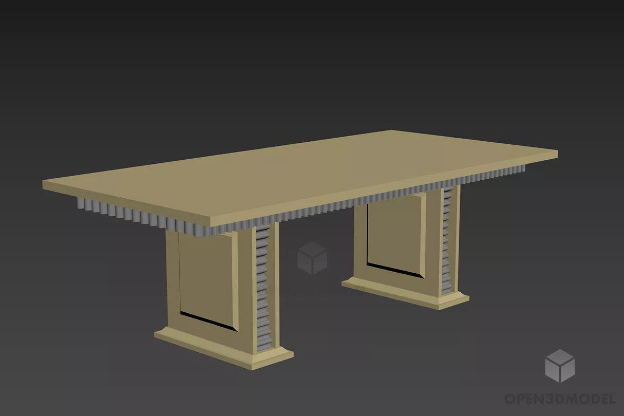 Walnut Table Luxury Style 3d model