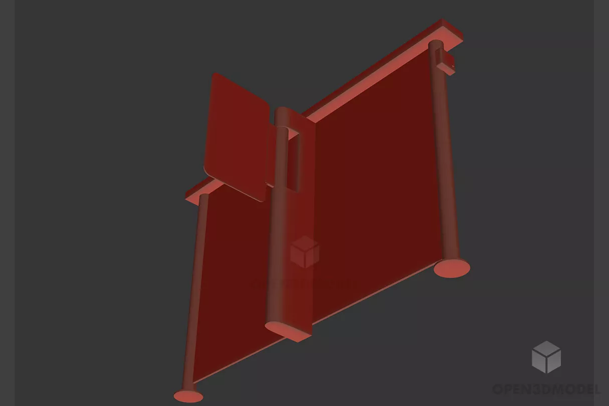 Door With Brass Carved Frame 3d model