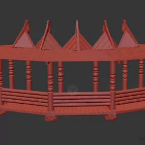 Curved Pavilion Building 3d model
