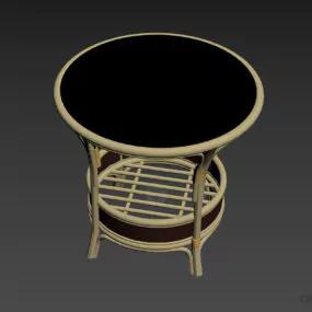 Rattan Table Glass Top 3d model