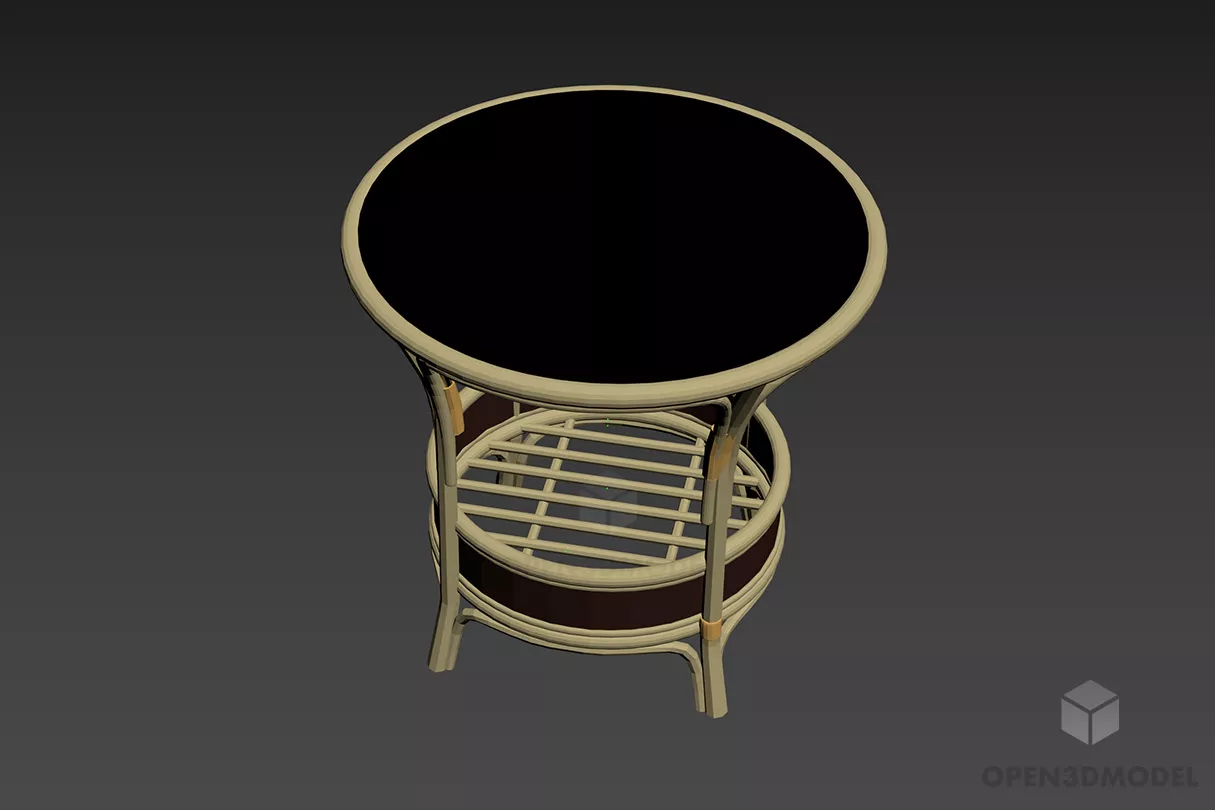 Glass Coffee Table Square Shape With Under Shelf 3d model