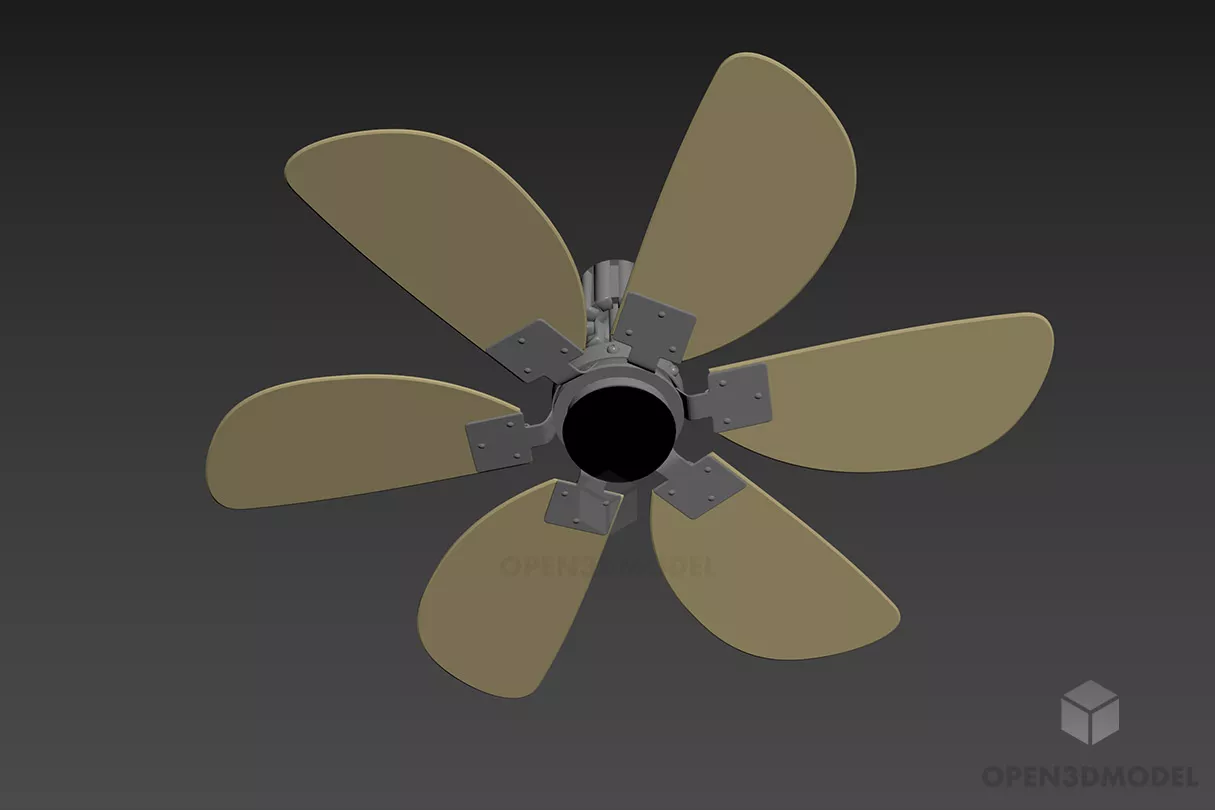 Ceiling Fan With Big Blade 3d model Ceiling Fan With Big Blade 3d model
