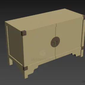 Ash Wood Locker Two Doors 3d model