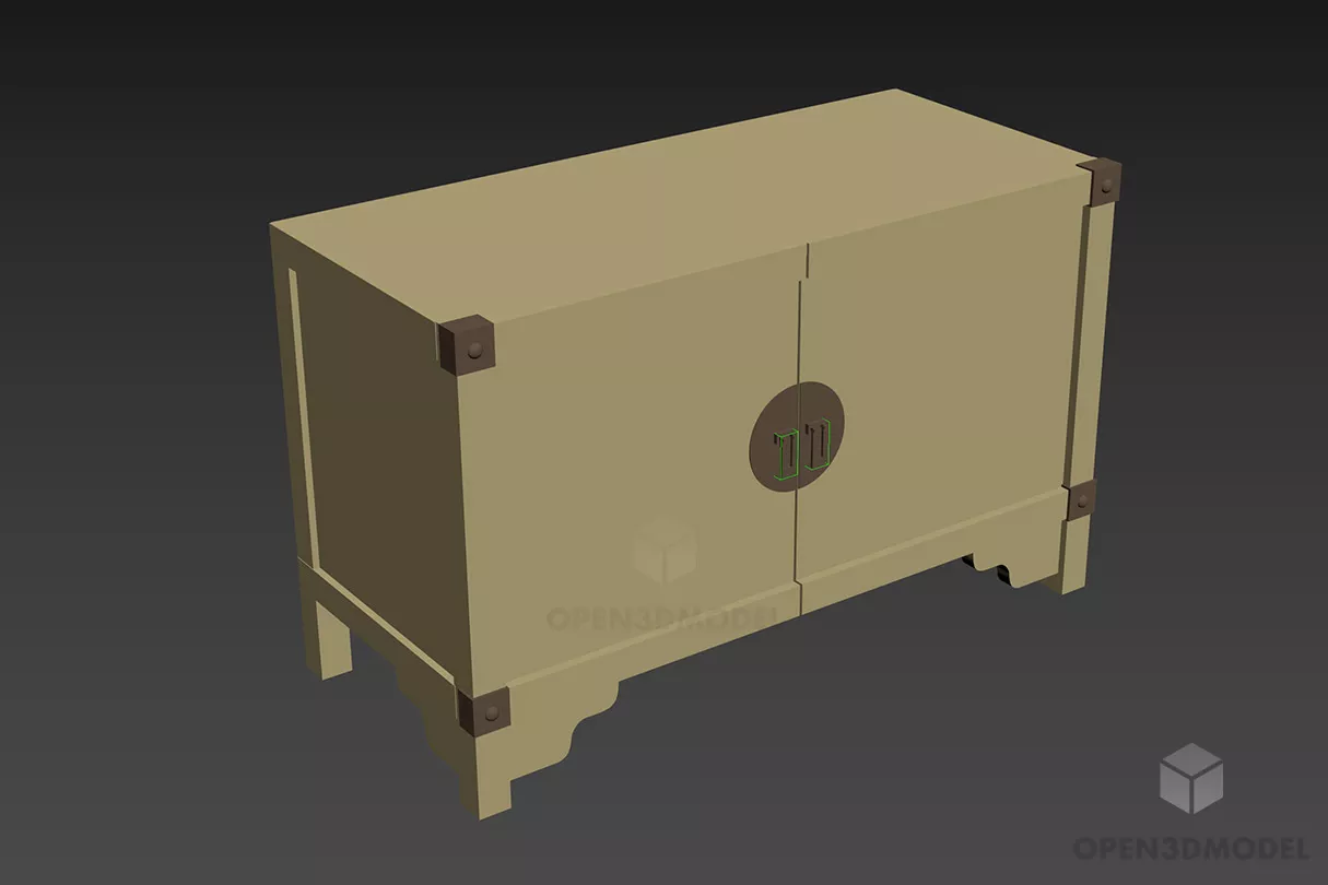 Antique Locker With Shelf And Two Doors 3d model