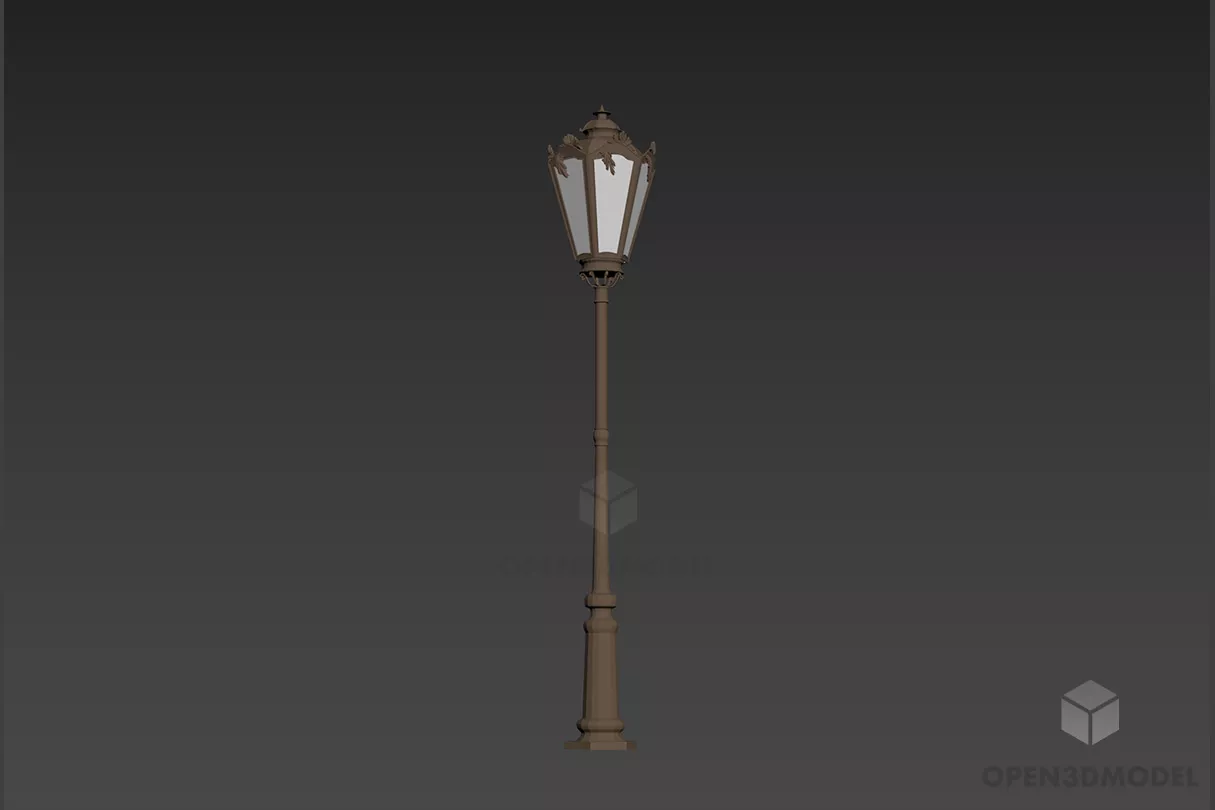 Wrought Iron Lamppost Three Bulbs 3d model