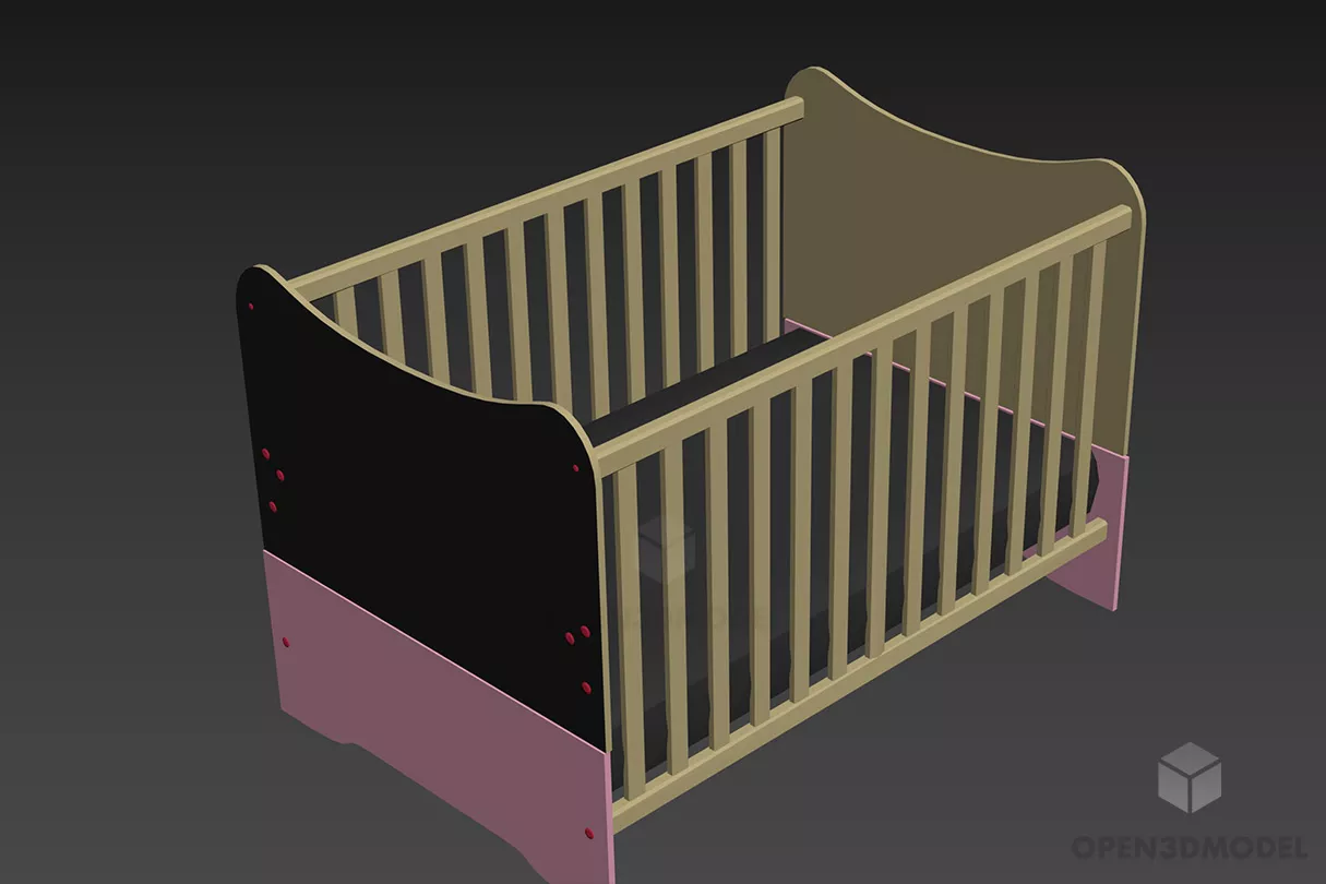 Antique Steel Bed With Mattress 3d model